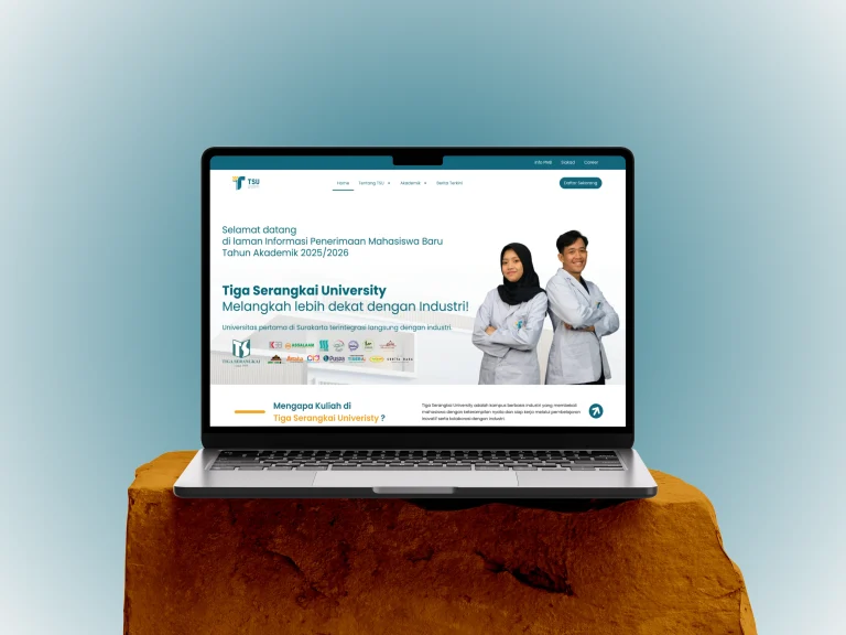 Campus website development homepage design for Tiga Serangkai University