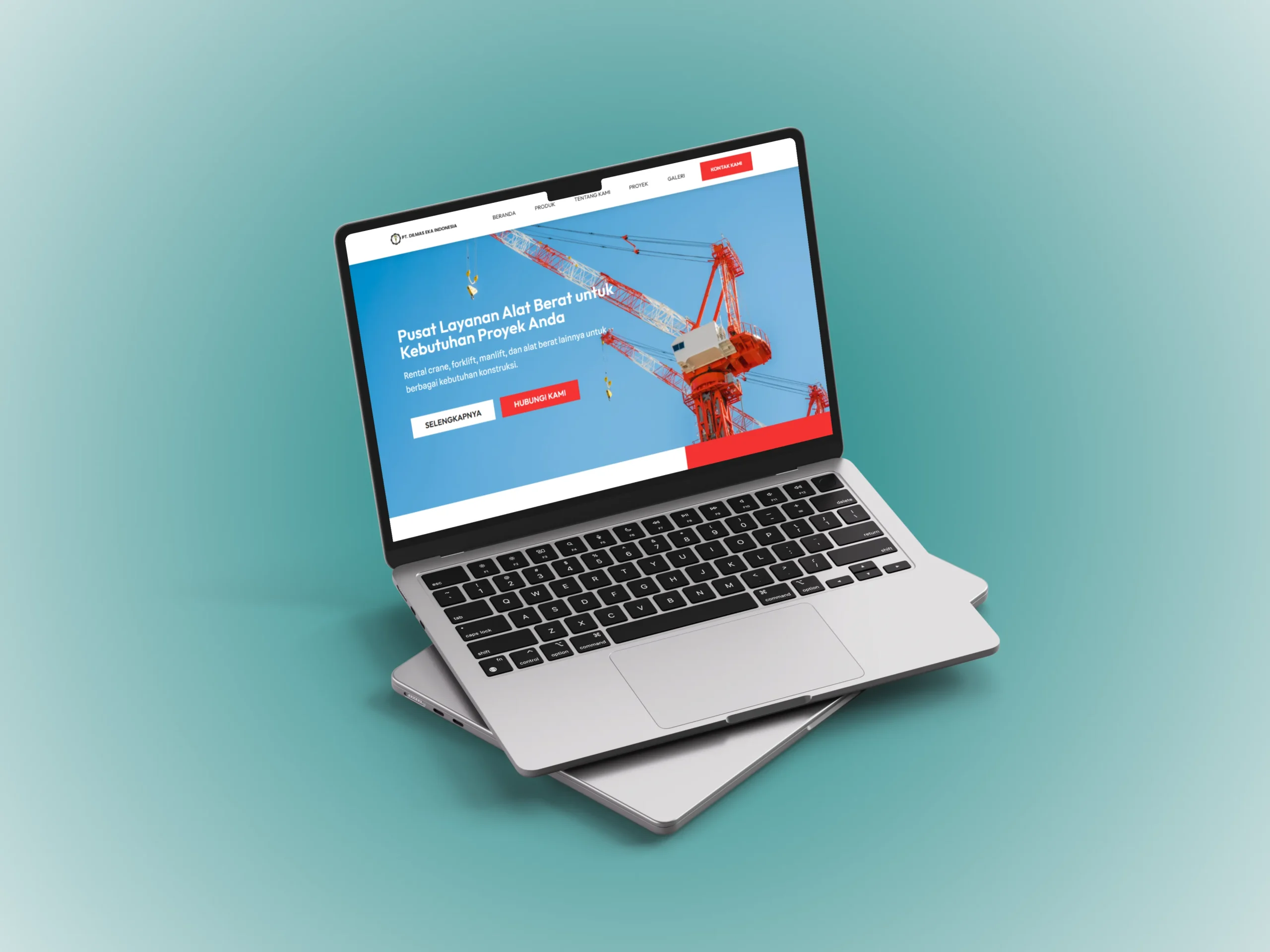 Heavy machinery rental website homepage for PT Dilmas Eka Indonesia