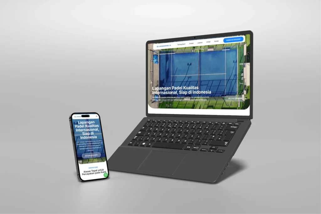 Padel court supplier website development homepage layout