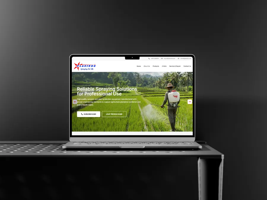 Plant protection equipment website development homepage for Plasindo
